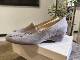 Mocassini donna vera pelle camoscio beige 38
