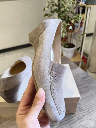 Mocassini donna vera pelle camoscio beige 38