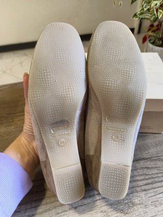 Mocassini donna vera pelle camoscio beige 38