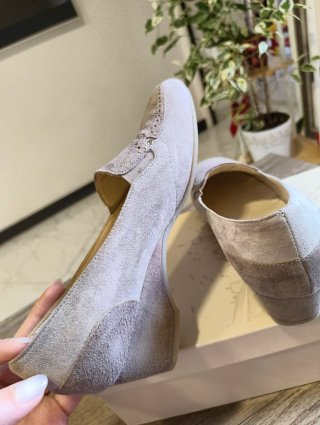 Mocassini donna vera pelle camoscio beige 38