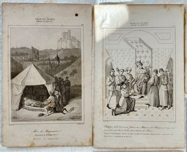 Mediados S. XIX, 8 grabados Reyes de Francia.