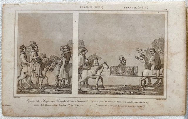 Mediados S. XIX, 8 grabados Reyes de Francia.
