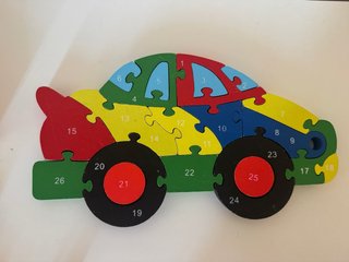 Puzzle Madera Coche Números y Letras