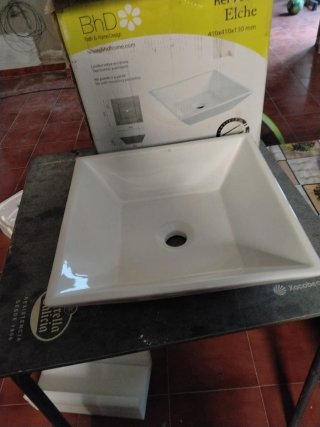 Lavabo BhD Elche porcelana 410x410x130mm