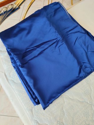 Copriletto Raso Vintage Blu con gonna balze