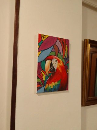 Cuadro de loro hecho a mano