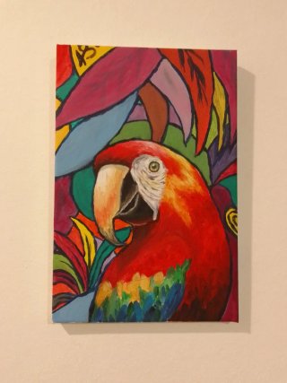 Cuadro de loro hecho a mano