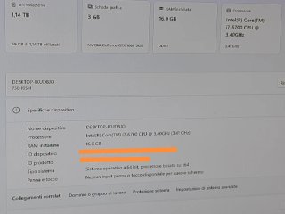 Pc gaming i7 ram 16gb gtx 1060 3 Ssd 250gb+hdd 1tb