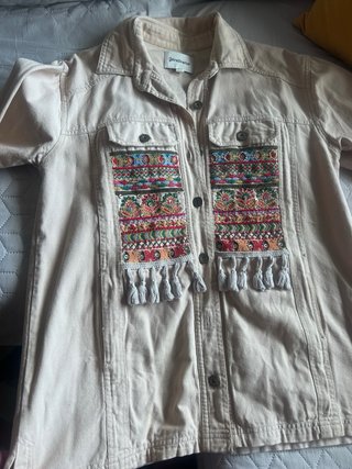 Cazadora Boho Beige Bordada