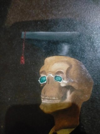 Cuadro Vanitas Calavera con Birrete y Libro.