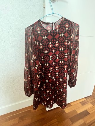 Vestido estampado geométrico manga larga