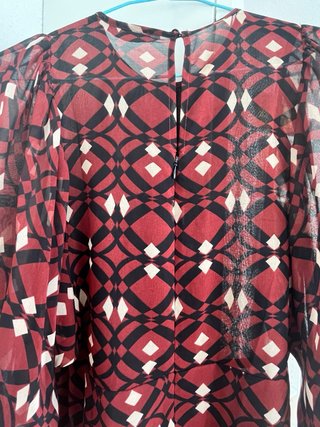 Vestido estampado geométrico manga larga
