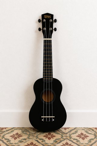 Ukulele nero con custodia