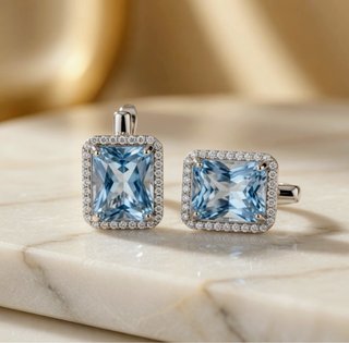 Pendientes Plata de Ley 925 Aguamarina