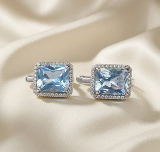 Pendientes Plata de Ley 925 Aguamarina