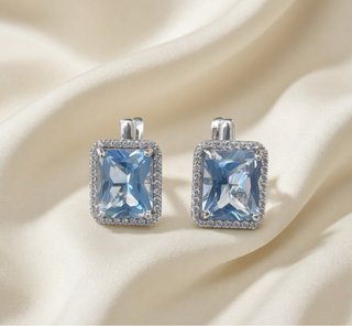 Pendientes Plata de Ley 925 Aguamarina