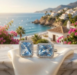 Pendientes Plata de Ley 925 Aguamarina