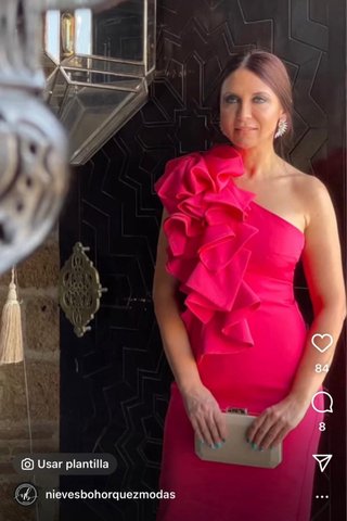 Vestido rojo midi con volantes talla M