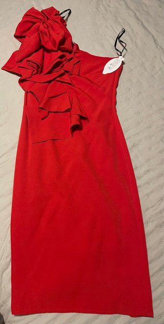Vestido rojo midi con volantes talla M
