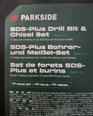 Set Brocas y Cinceles SDS-Plus Parkside
