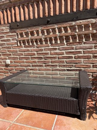 Mesa de centro ratán y cristal