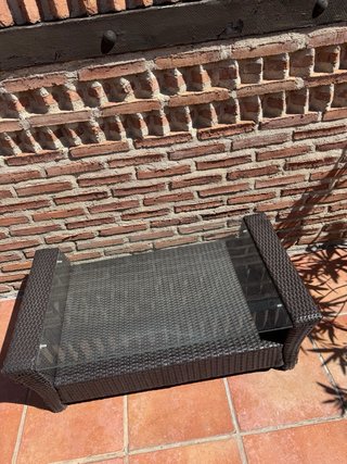 Mesa de centro ratán y cristal