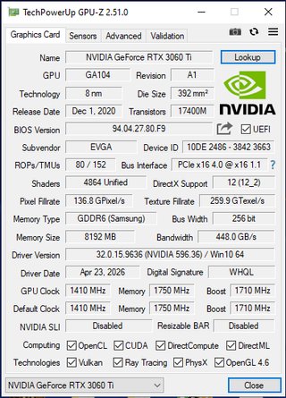 EVGA RTX 3060 Ti XC 8GB (memoria Samsung)