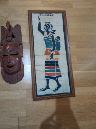 Lote Decoración Africana: Máscara y Cuadros