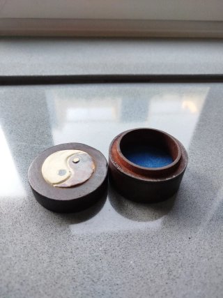 Cajita Madera Yin Yang Pintada Mano