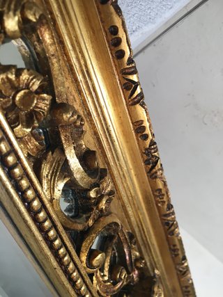 Gran espejo antiguo madera tallada y pan de Oro