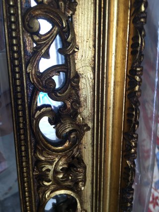 Gran espejo antiguo madera tallada y pan de Oro