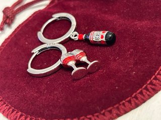 Orecchini Argento 925 Brindisi Calici e Vino