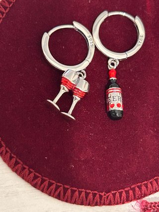 Orecchini Argento 925 Brindisi Calici e Vino
