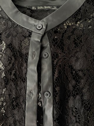 Zara Basic Camisa Encaje Negro