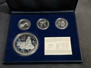 Colección monedas plata. V aniversario del euro