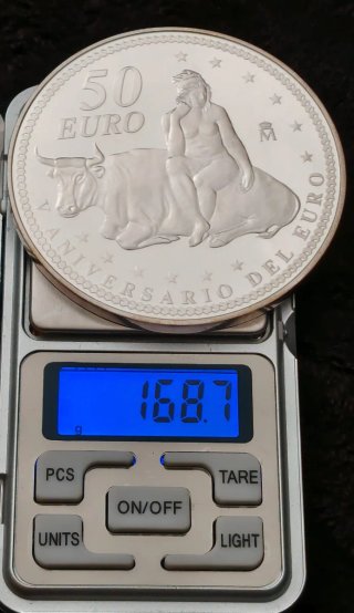 Colección monedas plata. V aniversario del euro