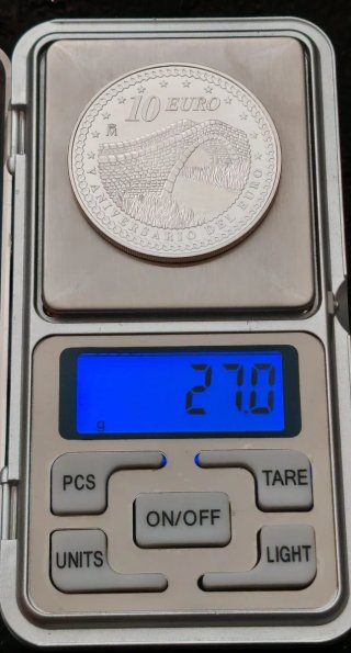 Colección monedas plata. V aniversario del euro