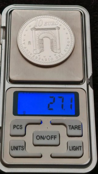 Colección monedas plata. V aniversario del euro