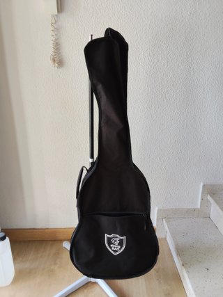 Funda de guitarra color negro.