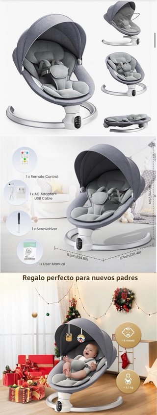 Hamaca bebe electrica con mando y Bluetooth