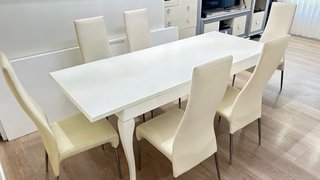 Juego 6 Sillas Comedor Salón Piel Blanca