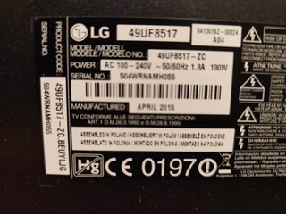 Televisor LG 47 pulgadas, modelo 49UF8517 Plata
