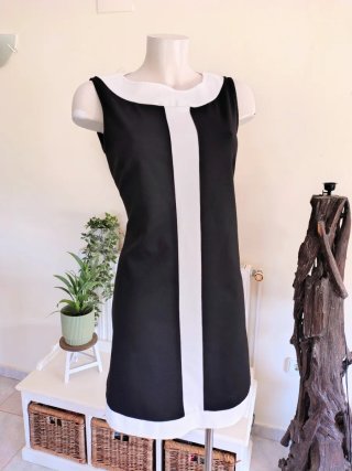Vestido Retro Mod Blanco y Negro Talla L