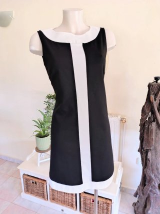 Vestido Retro Mod Blanco y Negro Talla L