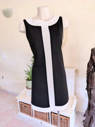 Vestido Retro Mod Blanco y Negro Talla L