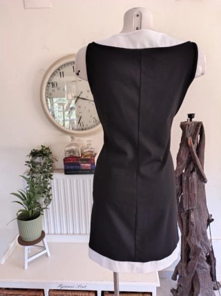 Vestido Retro Mod Blanco y Negro Talla L
