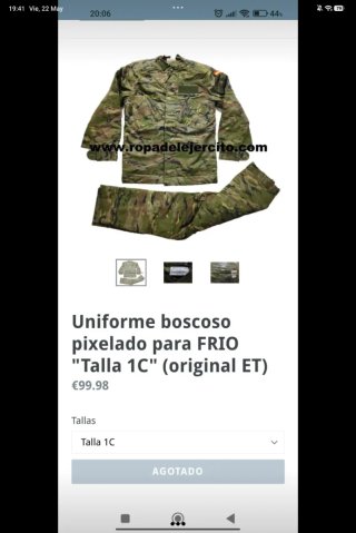 Uniforme boscoso pixelado FRÍO extremo Talla 1L