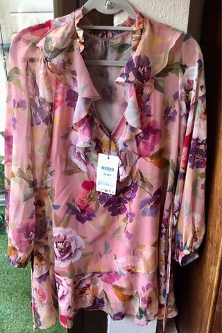 Vestido floral rosa talla única