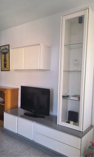 Mueble salón modular blanco y gris