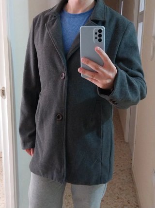 Chaquetón de paño gris hombre